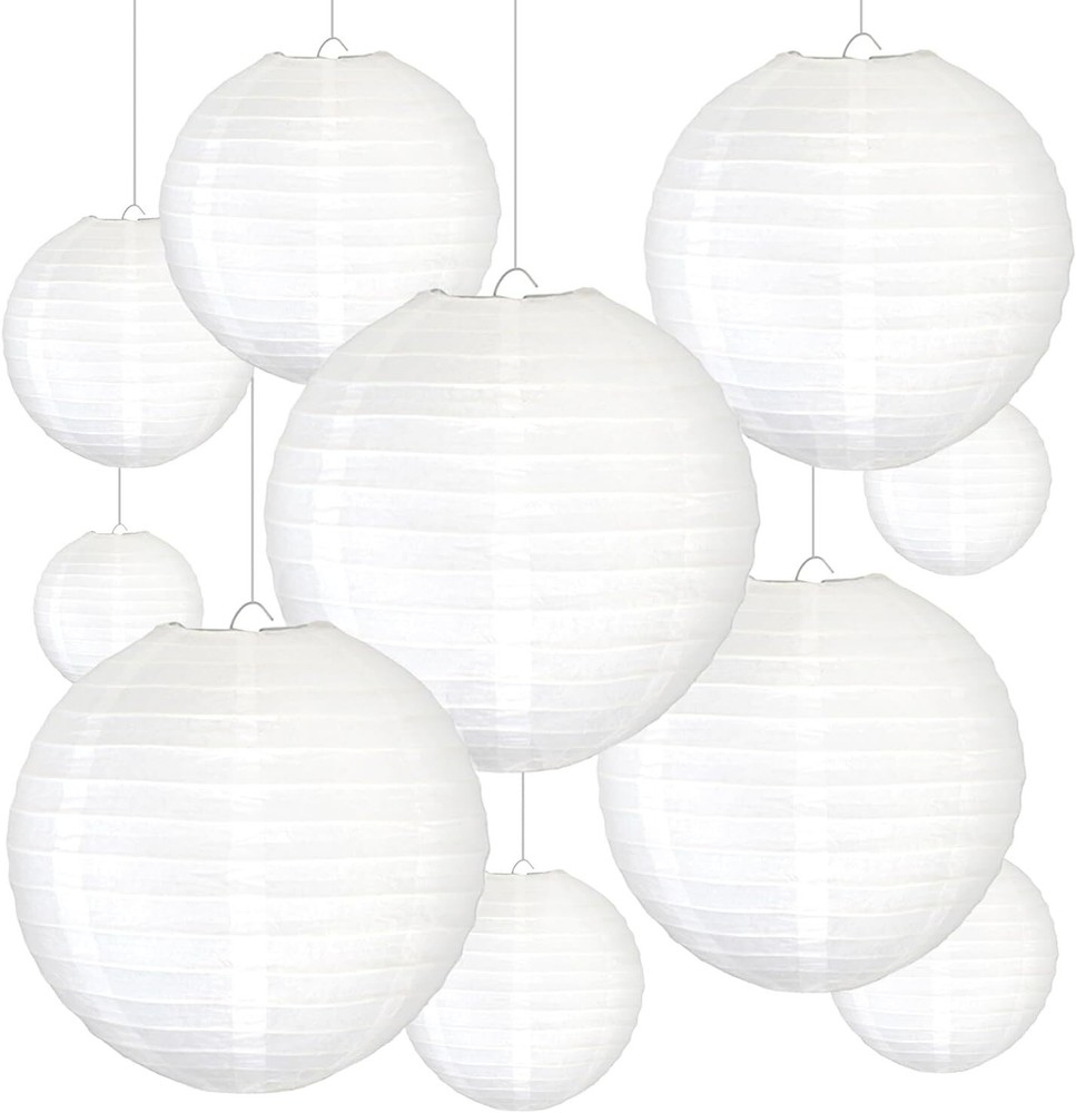 10 Pcs 12 inch White Paper Lanterns Great Chinese/Japanese Decorations