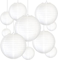 10 Pcs 12 inch White Paper Lanterns Great Chinese/Japanese Decorations