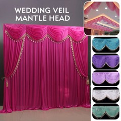 1-6M Long Ice Faux Silk Swag Drape Panel Valance W/Tassel Veil Wedding Stage DIY
