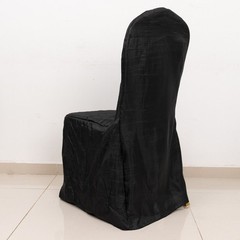 BLACK Crinkle Crushed Taffeta Banquet CHAIR COVER Party Wedding Events Decor