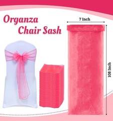 Reusable Coral Organza Chair Sashes – 25 Perfect for Weddings & Showers
