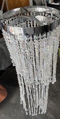 SPIRAL ACRYLIC CRYSTAL CHANDELIER 46” Beaded Preowned Wedding Decor Girl Room