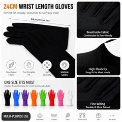 Men’s and Women’s Wrist Length Stretchy Spandex Gloves Costume Banquet White