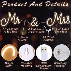 Durable Mr and Mrs Wedding Neon Light – LED Backdrop
