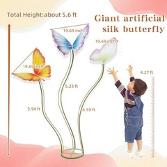 3Pcs Large Silk Butterfly 1 Base with 3Pcs Butterfly Mixed Colors 3pcs