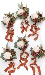 Ling’s Moment Artificial Flowers Bridesmaid Bouquet Set Of 6 Burnt Orange Weddin