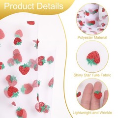 Strawberry Tulle Rolls Fabric, 6″ x 10 Yard Polyester Tulle Ribbon, White