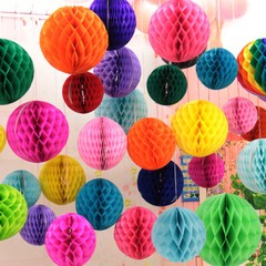 5-25x 20 Color 4 8 12 HoneyComb Tissue Paper Ball Lantern Pom Poms Wedding Decor