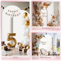 Arch Backdrop Stand and Cover Set 7.2FT/6FT, 7.2FT,6FT Gold Arches+White Covers
