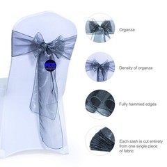 MDS Pack of 25 Organza Chair Sashes Bows for Wedding Reception Event Banquets…