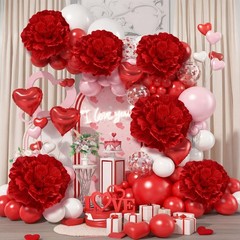 Giegxin 6 Pcs Velvet Derby Day Giant Red Flower for Decoration 12″, 20″ Huge …