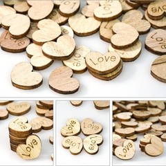 Lystaii 400pcs Rustic Wooden Love Heart Wedding Table Scatter Decoration