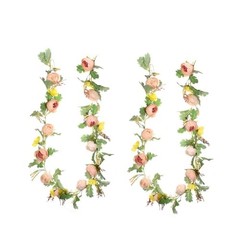 2 Pack of Rose Flower Vine, Floral Garland for Wedding Champagne & Yellow
