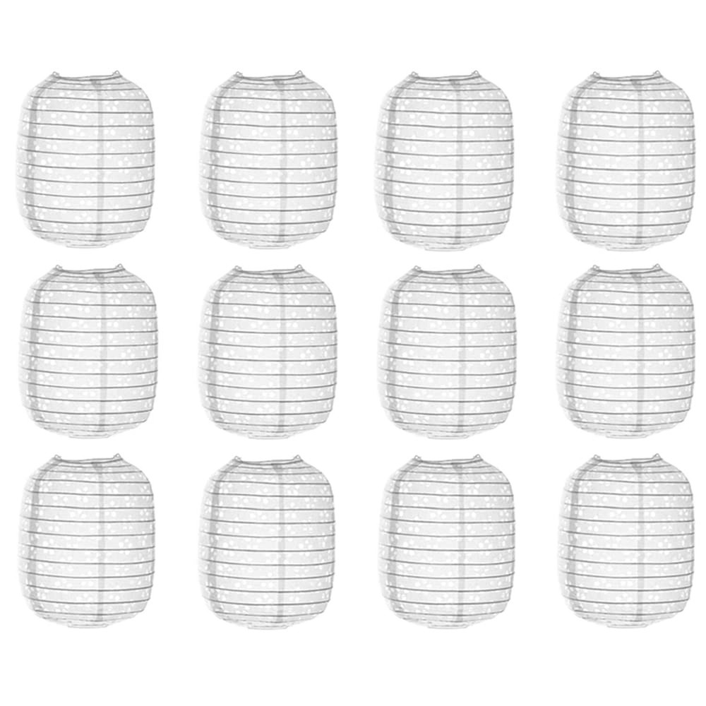 12 Pieces Chinese Paper Lanterns Hanging White Hollow Out Lanterns 6 x 8 Inch…