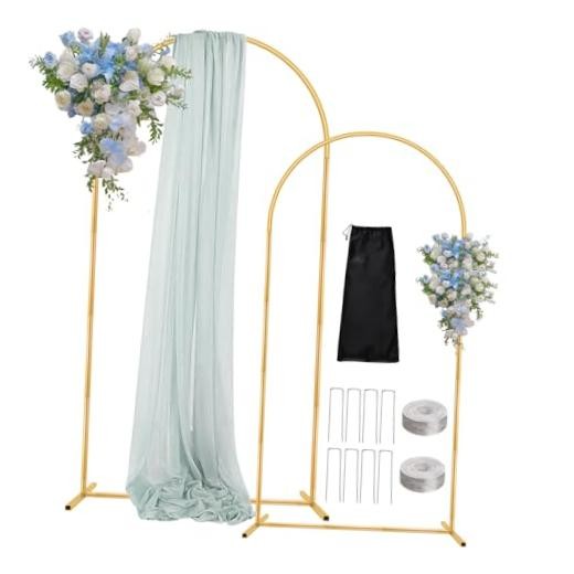 7.2FT 6FT Wedding Arch Backdrop Stand Set of 2,Metal Wedding 7.2FT, 6FT Gold