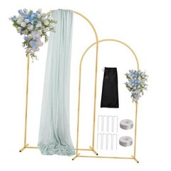 7.2FT 6FT Wedding Arch Backdrop Stand Set of 2,Metal Wedding 7.2FT, 6FT Gold