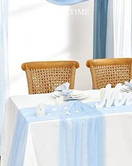 3 Panels Wedding Arch Draping Fabric, 30″ x 20ft Chiffon Fabric Gradient Blue