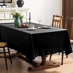 Black Velvet Tablecloth Luxurious Soft Thick Washable Solid Rectangle Table C…