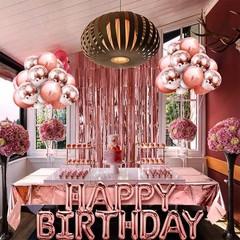 MOVINPE Rose Gold Birthday Party Decoration, Happy Birthday Banner, Rose Gold…