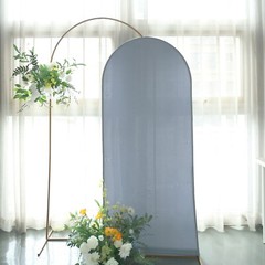 6 ft DUSTY BLUE Matte Fitted Spandex Round Top Arch Backdrop STAND COVER Party