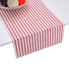 Red Striped Table Runner Cotton Linen Runners for Table Wedding 13″x54″ #1-red