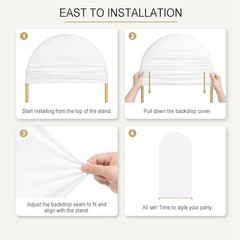 Wedding Arch Backdrop Cover for Photography(No Arch Stand), Double 6FT White