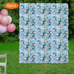 Silk Flowers Wall Panels for Wedding Backdrop 6 Packs Blue Artificial Floral