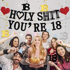 Happy 18th Birthday Banner Funny and Cool 18th Birthday Decorations, Cheers t…