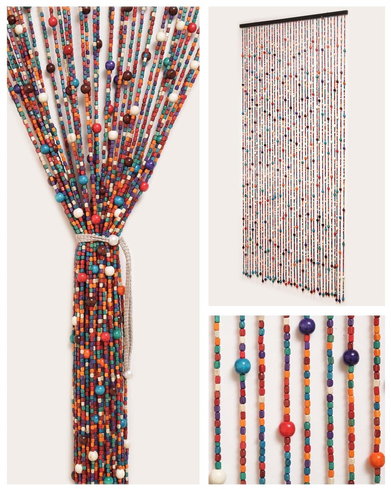 38 Strands Beaded Curtain for Doorways -35.4″x79″- Handmade Natural Beaded Cu…