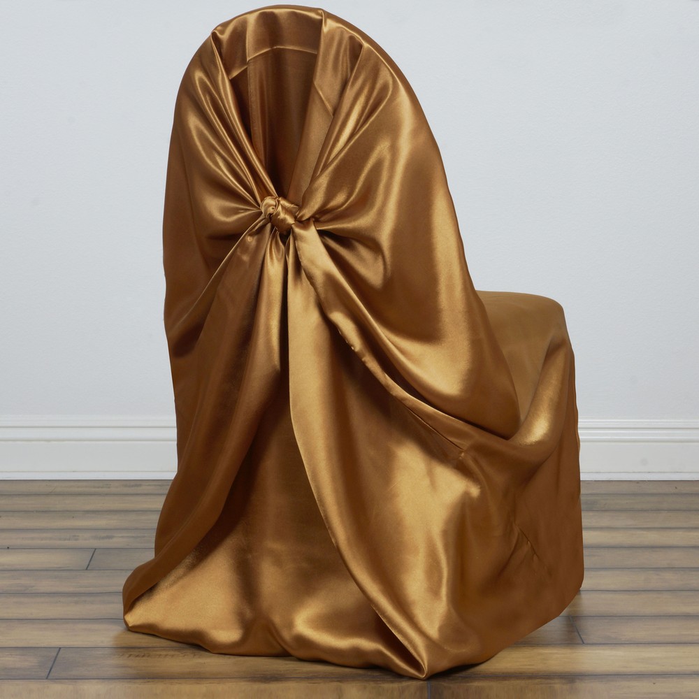 6 Gold SATIN UNIVERSAL CHAIR COVER for Wedding Banquet Reception Decorations