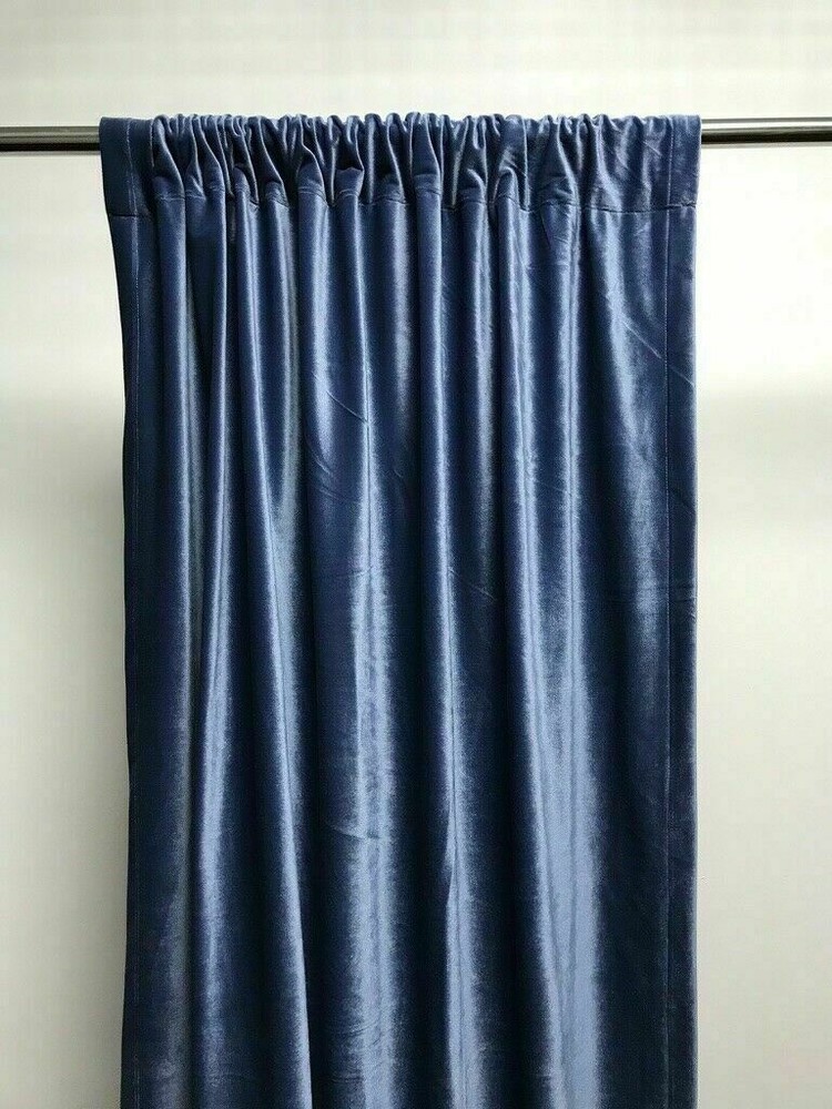Blue Heavy Style Velvet Curtain 12ft H Drape Stage/Theater/Home Noise Thermal