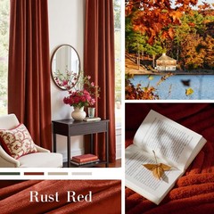 Blackout Rust Red Velvet Curtains Rod Pocket 52×120 Inch 2 Panels | Soft Ve