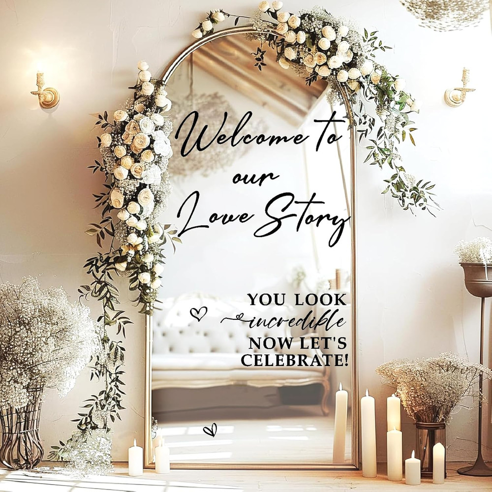Wedding Welcome Signs Welcome to Our Wedding Sign Decals Selfie Mirror Decals…