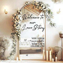 Wedding Welcome Signs Welcome to Our Wedding Sign Decals Selfie Mirror Decals…