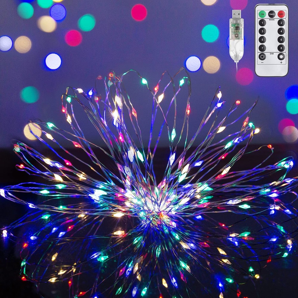Multicolor Twinkle Lights with 8 Lighting Modes, Fairy Lights with 36FT 100 L…
