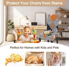 SearchI 4 Pack Super Fit Stretch Removable Washable Short Dining Chair Covers…