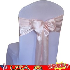 Blush Pink Satin Chair Sashes 50pcs Wedding Party Bows Decorations Reusable New