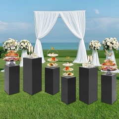 Black Metal Stand Display Pedestal Base 6PCS Square Metal Stands Display Pillars