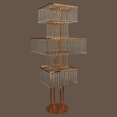 5 Tier Crystal Flower Stand Gold Square Wedding Centerpiece For Table Decor