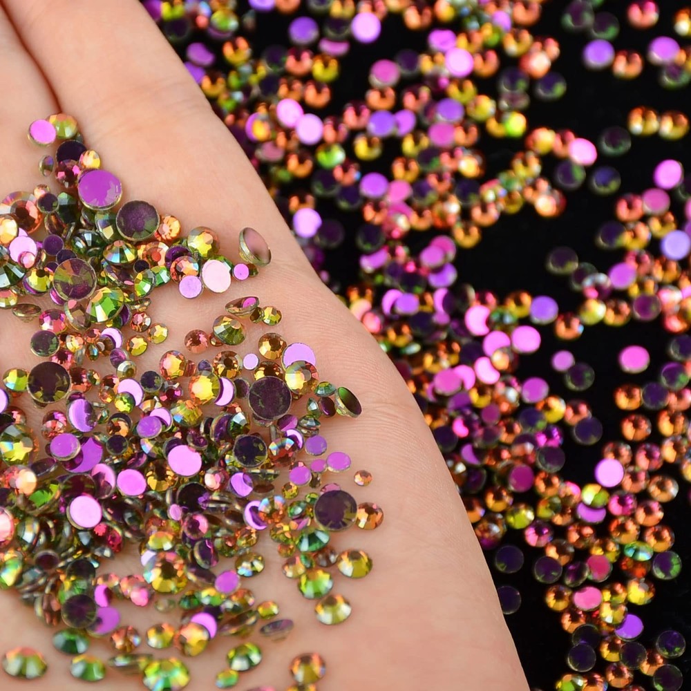 1440 Piece Flat Back Crystal Rhinestones Glue Fix Round Gems Mixed 7 Sizes SS…