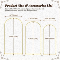 7.2FT, 6.6FT, 6FT Arch Backdrop Stand for Wedding Ceremony Birthday Party Garden