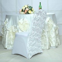 White Satin Rosette SPANDEX Stretchable Banquet CHAIR COVER Wedding