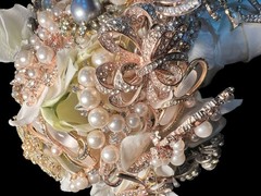 Handmade Bridal Brooch Bouquet Champagne Ivory Pearls Rhinestone Wedding