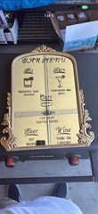 Gold Framed Wedding Bar Menu Mirror with wood easel
