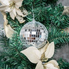 4 pcs 4″ Silver Glass Hanging Disco Mirror Balls Party Wedding Decorations SALE