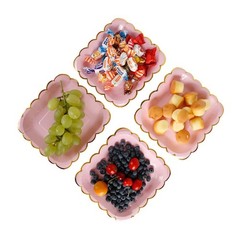 Geeklife Pink Disposable Paper Party Plates Bulk, 7 Inch Metallic Gold Paper …