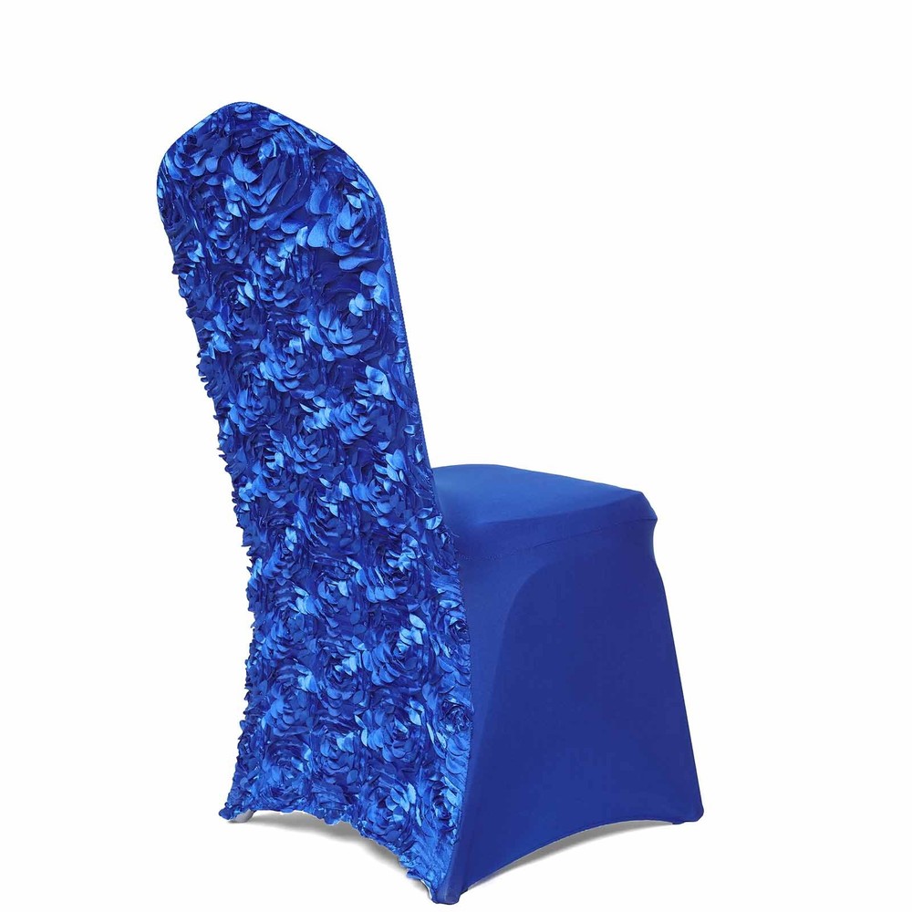 Royal Blue Satin Rosette SPANDEX Stretchable Banquet CHAIR COVER Wedding