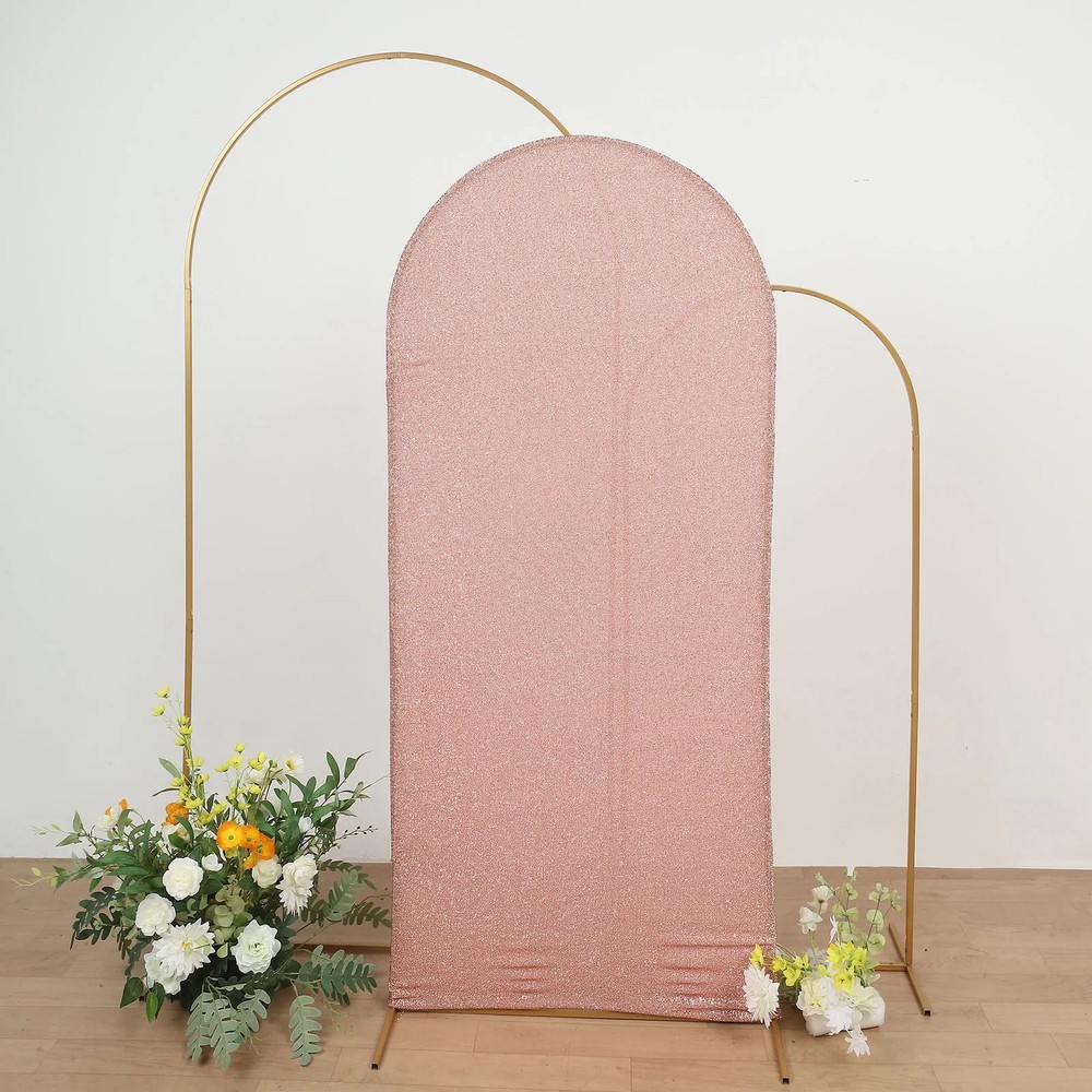6 ft ROSE GOLD Metallic Fitted Spandex Round Top Arch STAND COVER Party Events