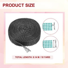 1″x10 Yard Crystal Rhinestones Mesh Ribbon Black (4mm)