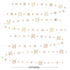 Champagne Gold 70th Birthday Decorations Number 70 Circle Dot Star Garland Me…